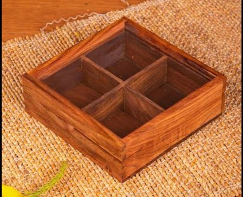 4 Compartments Sheesham Wood Dry Fruit