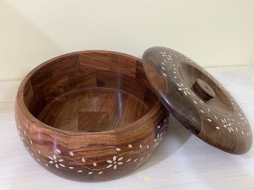 Handcrafted Round Wooden Chapati Box