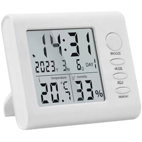 Themisto TH-HTC6 Digital Hygrometer Thermometer With Clock LCD Display