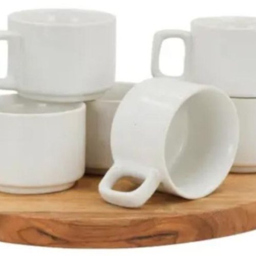 White Plain Ceramic Tea Cup Set