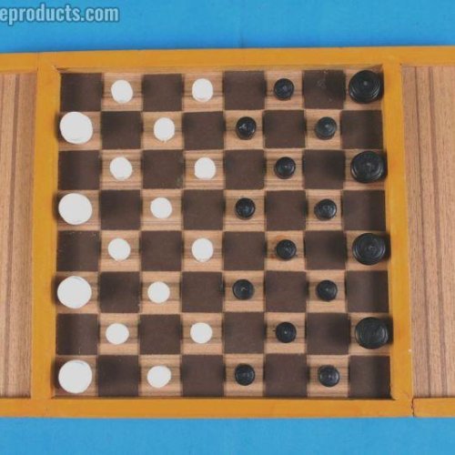 Wooden Draught Board with Side Box