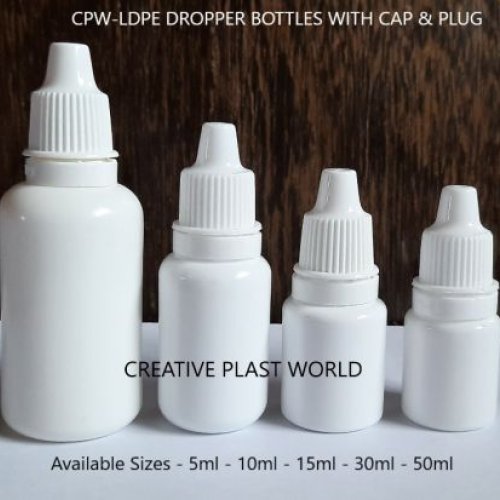 Plastic White Dropper Bottles
