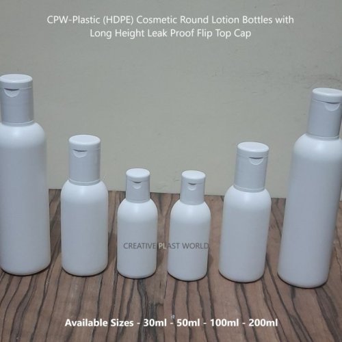 Plastic HDPE Round Lotion Bottles with Flip Top Cap