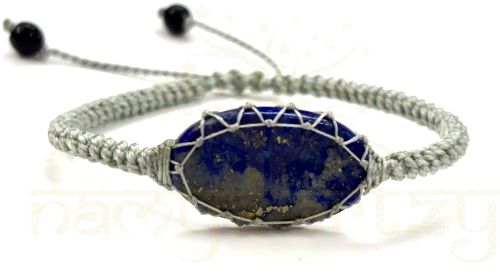 Handmade Cabochon Lapis Lazuli Gemstone Macrame Healing Unisex Bracelet