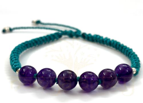 Handmade, Natural &AMP;AMP; Beautiful 8mm Amethyst Gemstone Hand-Knotted Macrame Healing Bracelet