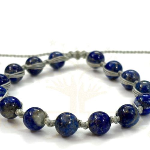 Handmade, Natural &AMP; Beautiful 8mm Lapis Lazuli Gemstone Hand-Knotted Macrame Protection Bracelet