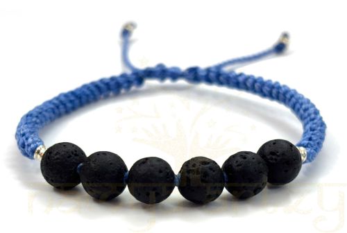 Handmade, Natural &AMP;AMP; Beautiful 8mm Volcano Lava Gemstone Hand-Knotted Macrame Healing Bracelet
