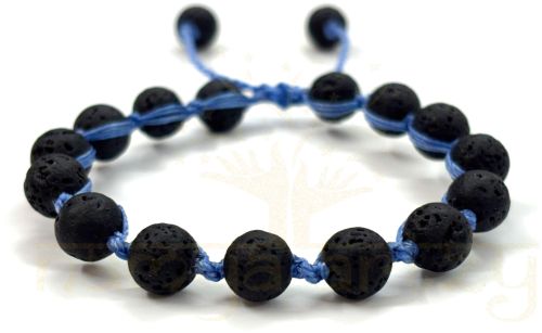 Handmade, Natural Volcano Lava Gemstone Hand-Knotted Bracelet