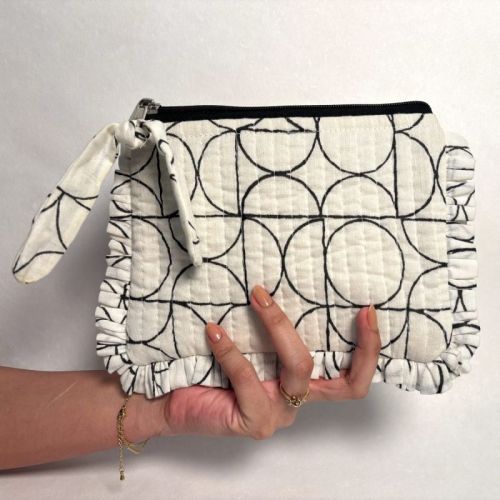 Art Deco Flat Frill Quilted Pouch