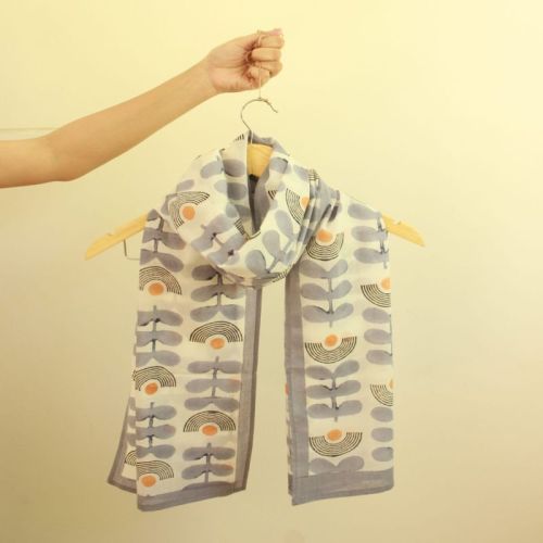 Blue & White Long Cotton Scarf