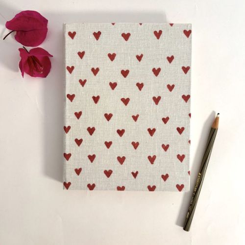 Red White Heart Handmade Diary