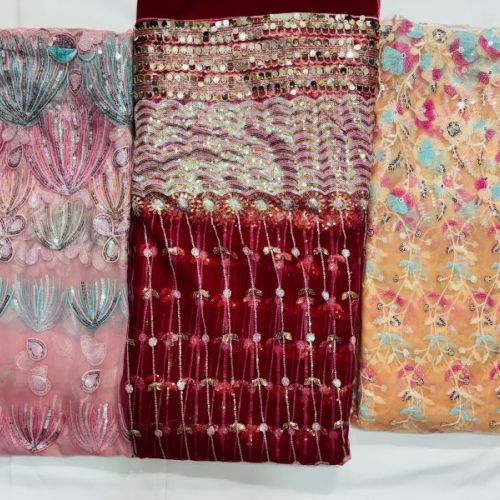 Heavy Work Unstiched Silk Fabric