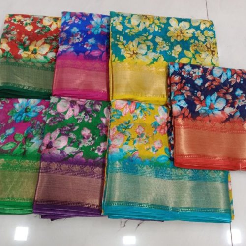 Floral Printed Silk Saree