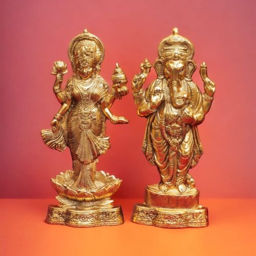 1*10*13 Inch,  Aluminium Laxmi Ganesh Statue