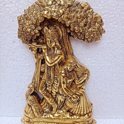 1*8*11 Inch, Aluminium Radha Krishna Statue