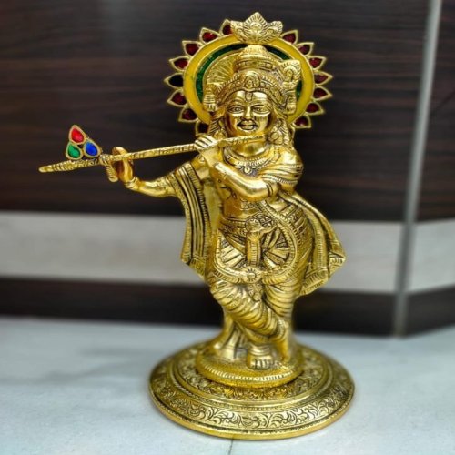 8*8*14 Inch, Aluminium Krishna Statue
