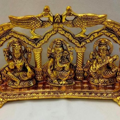 3*11*6 Inch,  Aluminium Ganesh Lakshmi Saraswati Statue Pair