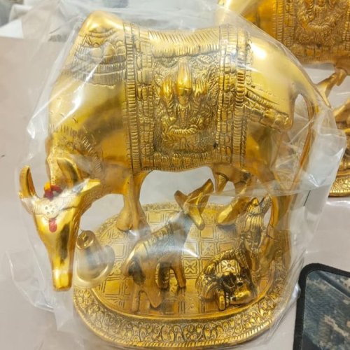 5*11*8 Inch, Aluminium Kamdhenu Cow Statue