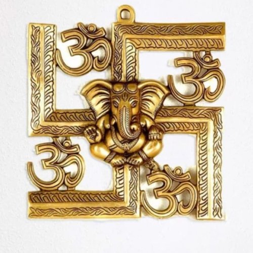 1*11*11 Inch, Aluminium Om Ganesh Frame