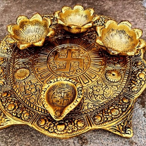 1*10*10 Inch, Aluminium Pooja Thali