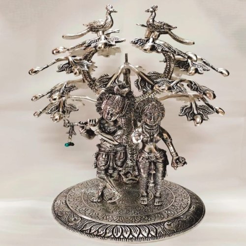 11*11*15 Inch,  Aluminium Radha Krishna Tree