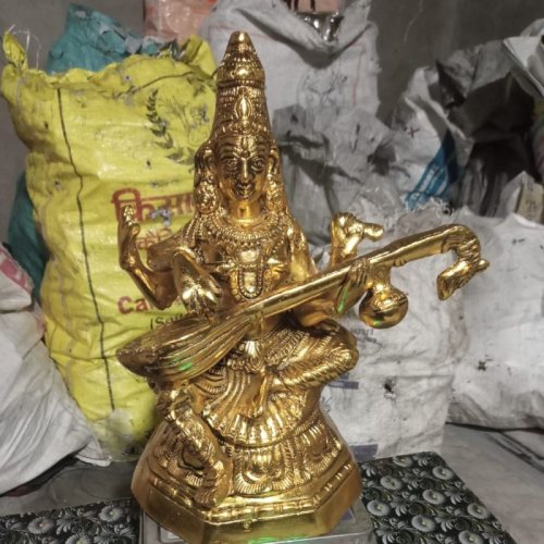 6*10*14 Inch, Aluminium Saraswati Mata Statue
