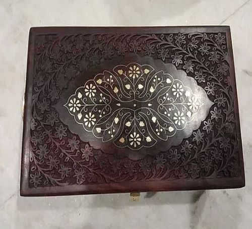 Rectangular Carved Wooden Jewellery Box