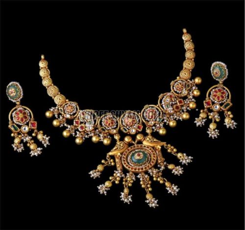 Classic Temple Style Traditional Gold Necklace Set