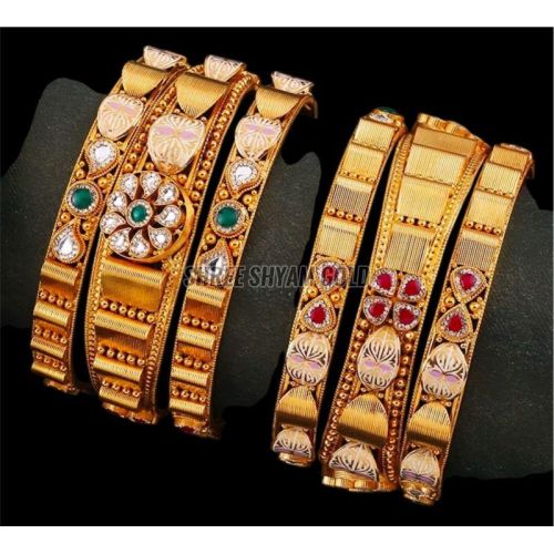 Gold Traditional Stone Studded Bangle Set