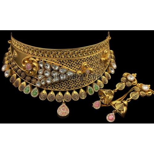 Meenakari Work Gold Necklace Set