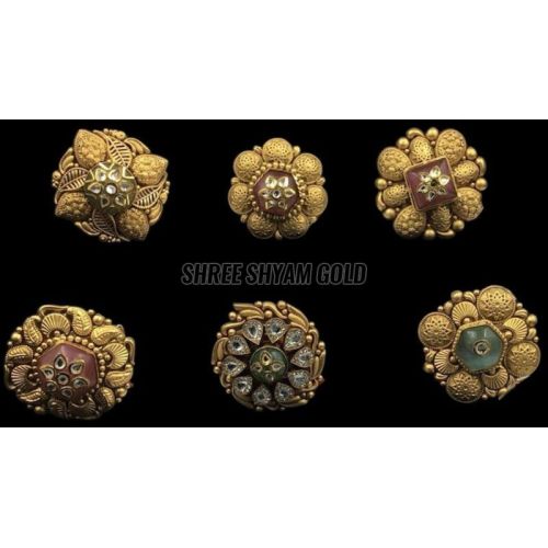Traditional Gold Finish Antique Floral Ring
