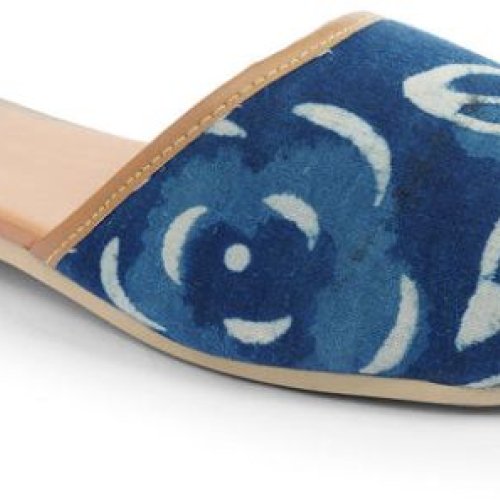 Indigo Fleur Leather Ladies Mules