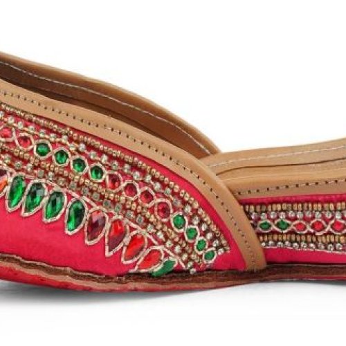 Pink Jadau Leather Ladies Jutti