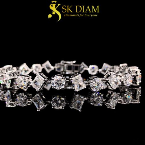 12.55ct Round Radiant Lab Grown Diamond Tennis Bracelet