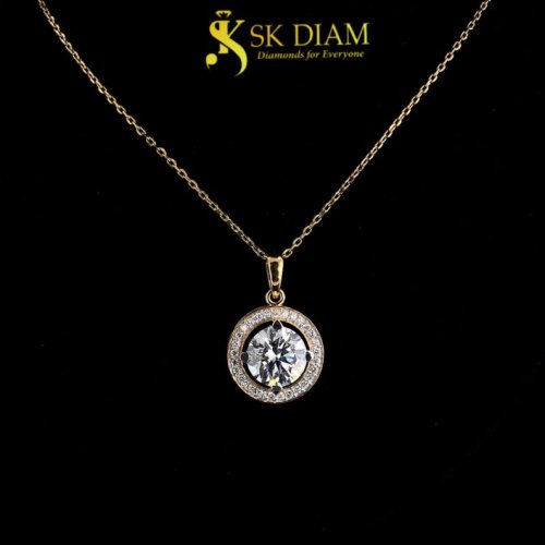 18KT Gold Halo Diamond Pendant