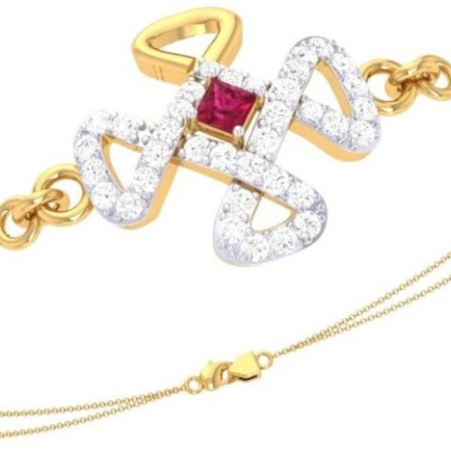 18Kt Gold Lab Grown Diamond Custom Rakhi Bracelets