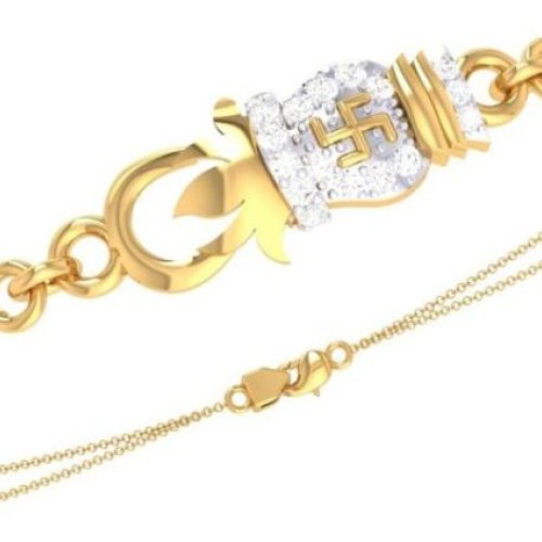 18Kt Gold Lab Grown Diamond Swastic Rakhi Bracelets