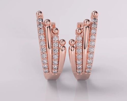 18Kt Gold Lab Grown Diamonds Designer Hoop Earrings