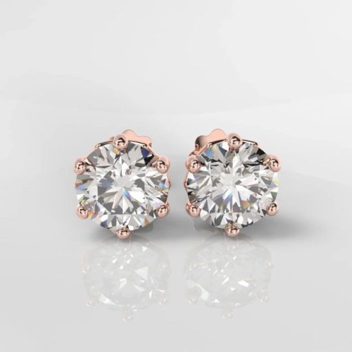 18Kt Gold Lab Grown Elegance Round Diamond Stud Earrings