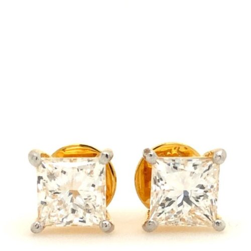 18Kt Gold Lab Grown Solitaire Diamond Stud Earrings