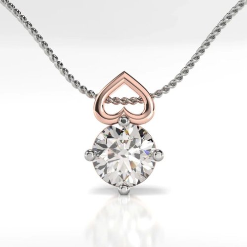 18KT Gold Round Cut Lab Grown Diamond Pendant