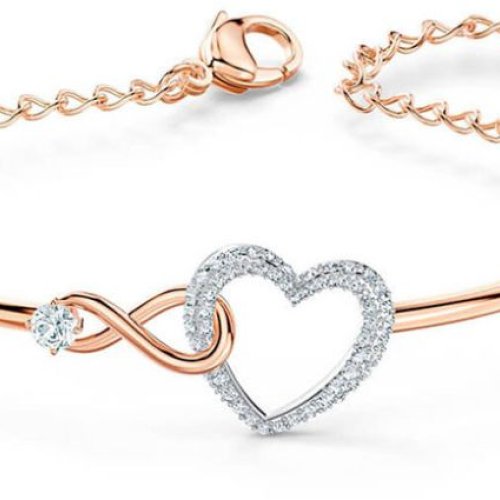 18kt Rose Gold Lab Grown Diamond Heart and Infinity Bracelets