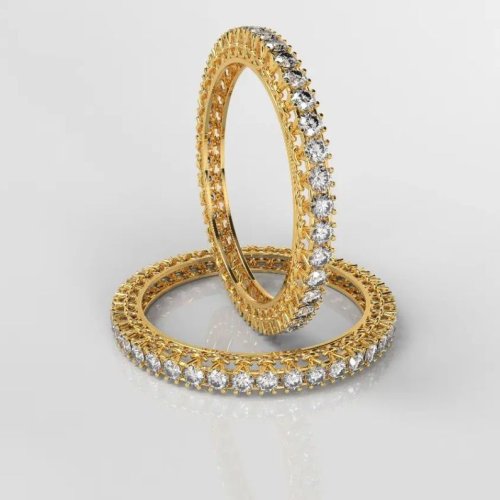 18kt Yellow Gold Lab Grown Diamond Bangle Set