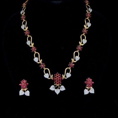 Floral Desig Lab Grown Diamond Pendant Set