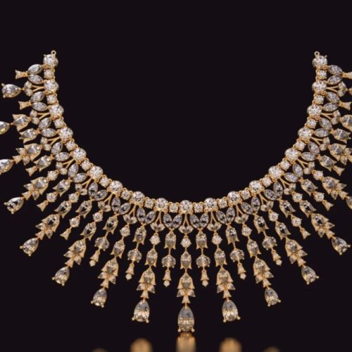 Handcrafted Jaw Dropping Sparkle 18KT Gold Lab Diamond Necklace
