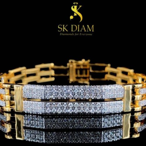 Mens 18kt Gold Lab Grown Diamond Bracelet
