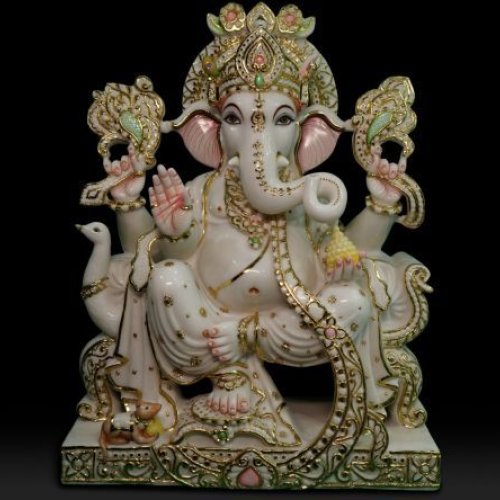 Lord Ganesha Ji White Marble Statue