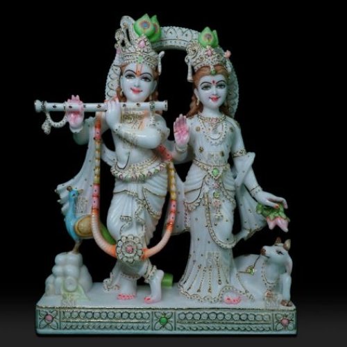 Lord Radha Krishna Makrana Marble Statue