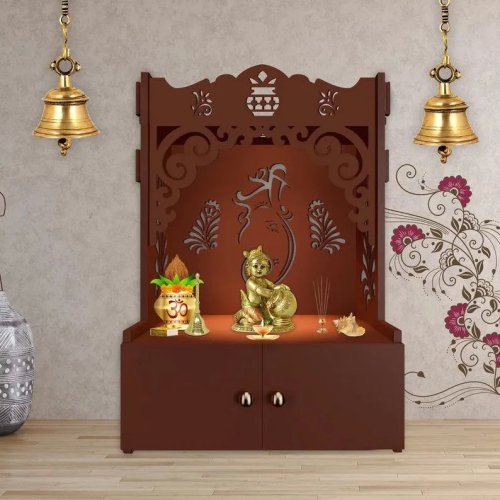 Ganesha Design Brown Wooden Temple