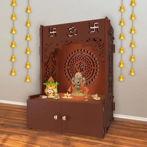 Wall Mounted Brown Wooden Temple